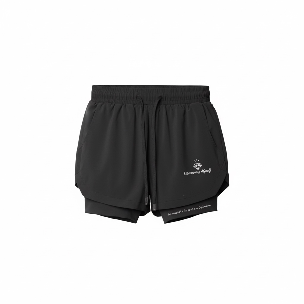 Black Quote-Lined Performance Shorts
