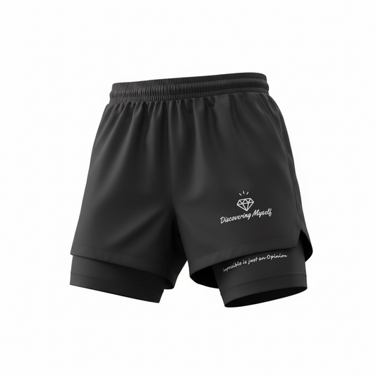 Black Quote-Lined Performance Shorts